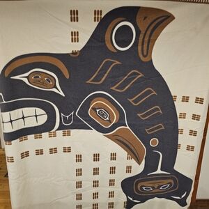 Native-Inspired Soft Fleece Orca Blanket